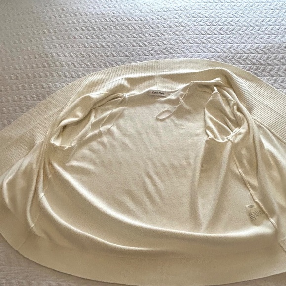 NWOT Calvin Klein Cropped Shawl Collar Open Cardigan 3/4 Sleeve Size L Cream - Picture 13 of 15